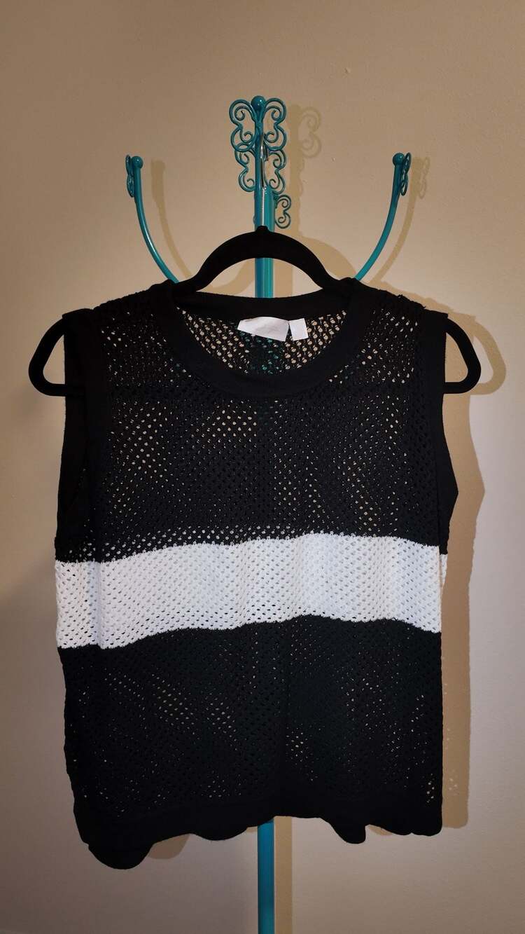 RD Style Colorblock Open Knit Sleeveless Sweater Vest Large